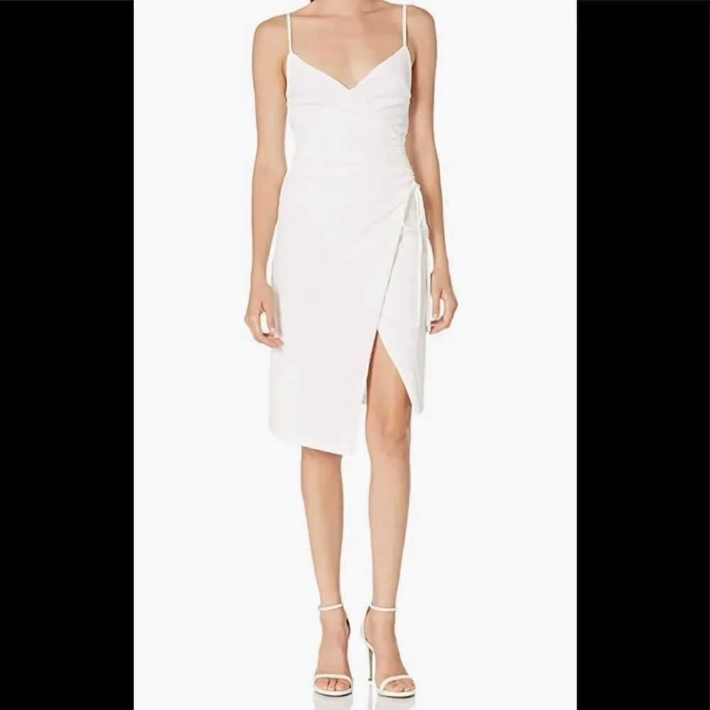 4SI3NNA Women's Aerin Surplice V-Neck Sleeveless Faux Wrap Bodycon Midi Sz Sml